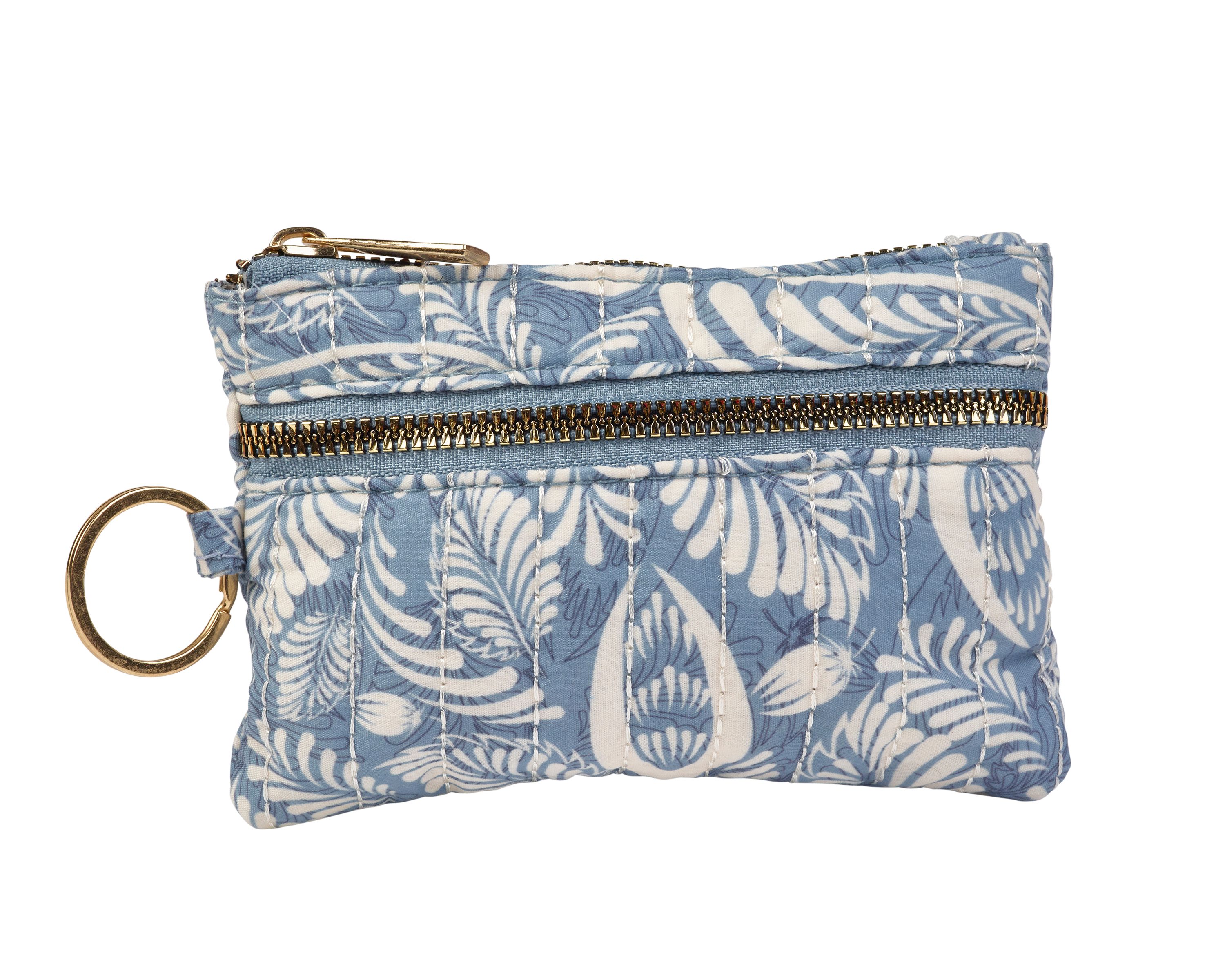 (image for) 2321 Blue Floral Quilted Coin & Accessory Pouch